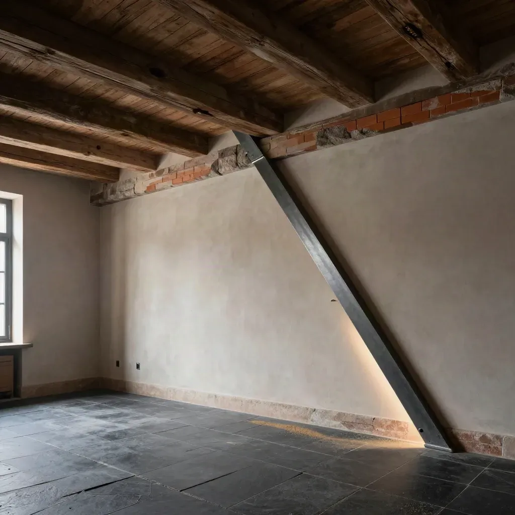 Atelier marseillais réhabilité, plafond voûté, poutres apparentes et accents terracotta.